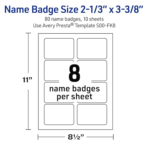 Avery Printable Christmas Adhesive Name Badges, Rectangle, 2-1/3" x 3-3/8", Pre-Printed Metallic Silver Border with Black Snowflakes Design, Matte White, Laser & Inkjet Compatible, 80 Total