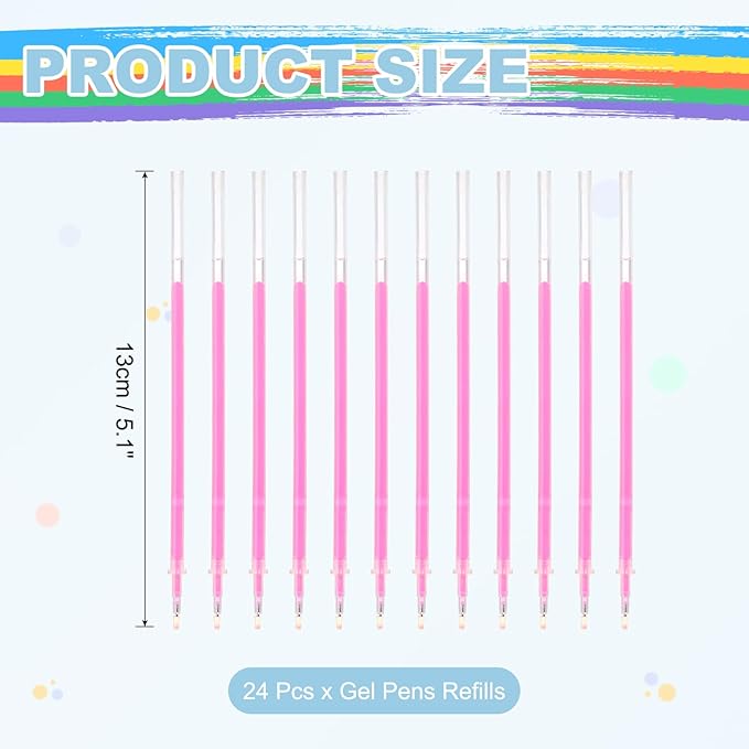 PATIKIL 0.5mm Gel Pens Refills, 24 Pack Glitter Gel Pens Sparkle Metallic Ink Fine Point Colored Refill Set for Adults Coloring Books Journaling Scrapbooking Art Drawing, Orange-Red