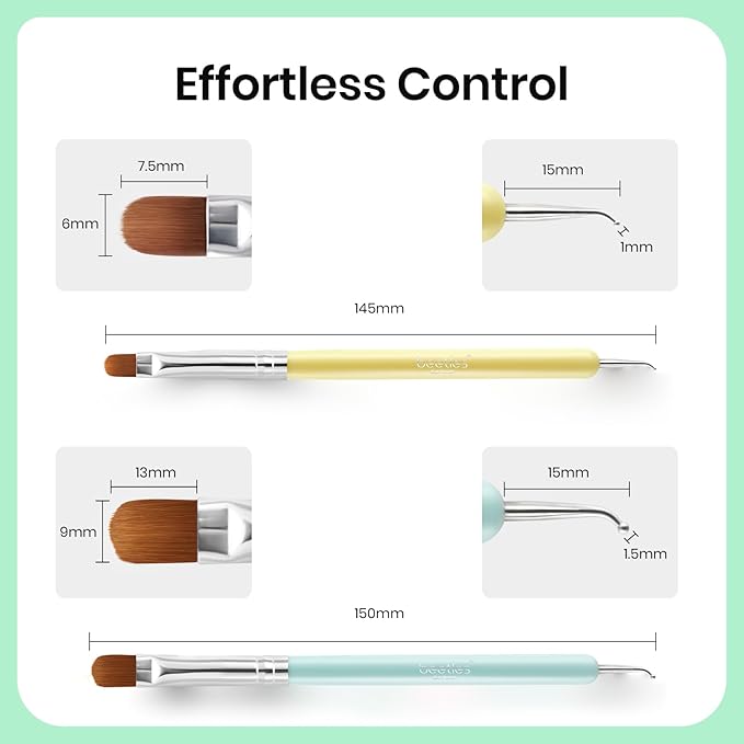 Beetles Nail Art Clean Up Brushes, 2 PCS Nail Brush with Dotting Tool for Cleaning, Size16+Size 6 Nail Art Design Acrylic Nail Brush design French Tips Tool Nail Brushes For Nail Art Manicure