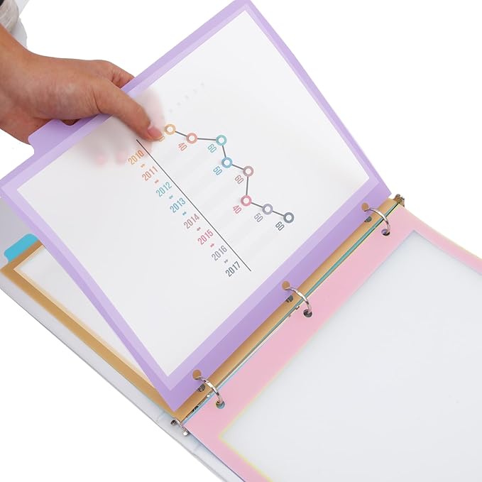 30Pcs/6 Set 5 Tab Clear Plastic Binder Dividers with Tab,for 3 Ring Binder,Customizable Labels, Multicolor, Durable & Tear-Resistant
