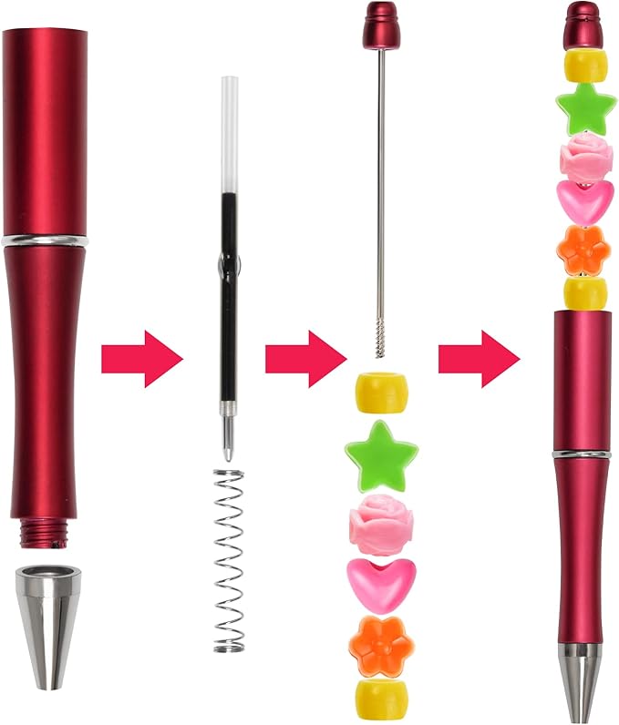 jiebor 30Pcs Beadable Pens Plastic Bead Ballpoint DIY Cute Cool Pens Black Ink for Women Men Bridal Graduation Gift Office Supplies