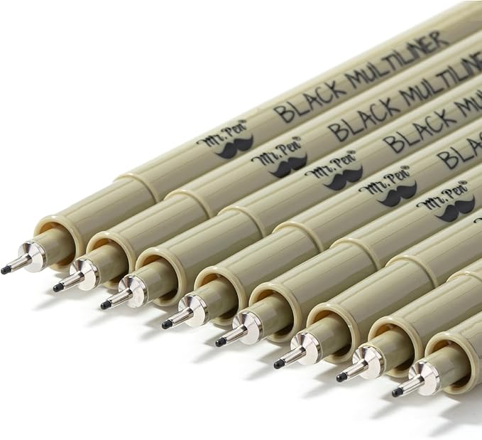Mr. Pen - 0.45mm Micro Fine Point Pens, 8 Pack - Black Ink Pens for Drawing, Bible Journaling & Sketching