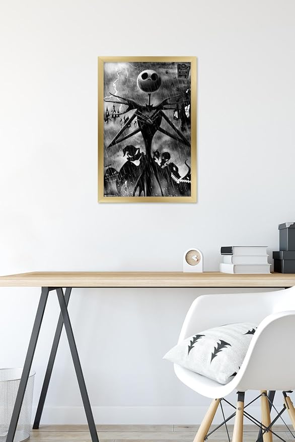 Trends International Disney Tim Burton's The Nightmare Before Christmas - Shadows Wall Poster, 22.4L x 14.7W, Gold Framed Version