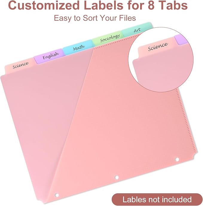【5 Tabs Dividers with Pockets for 3 Ring Binder, 5 Count Binder Dividers for US Letter Size, Tabbed Dividers for School, Office, and Home Organization, 5 Pastel Colors (1)】