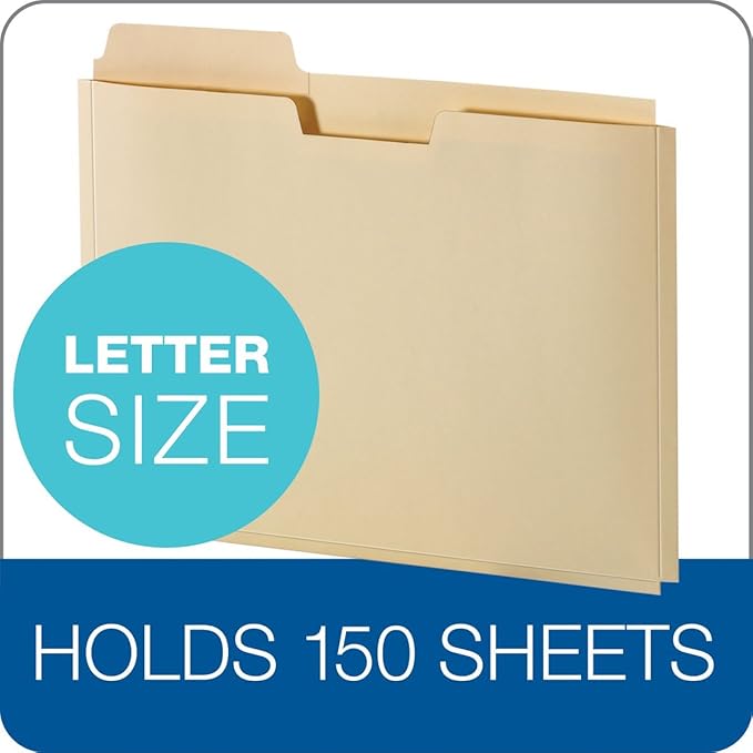 Pendaflex Manila Expanding File Folder Pocket - 0.75" Expansion - Letter Size File Folders with Reinforced Blank Customizable 1/3 Cut Tabs - Manila File Folders for Home, Office & School - 10 Count