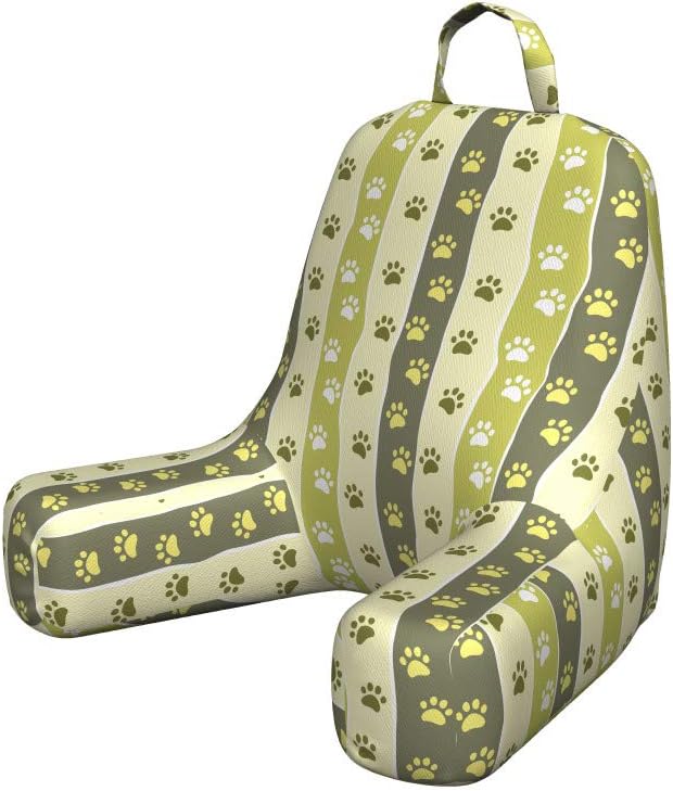 Ambesonne Dog Reading Pillow Cover, Vertical Pattern Paw Design Foot Print Canine Walking, Unstuffed Printed Bed Rest Case from Soft Fabric, Small, Yellow Green Pale Yellow