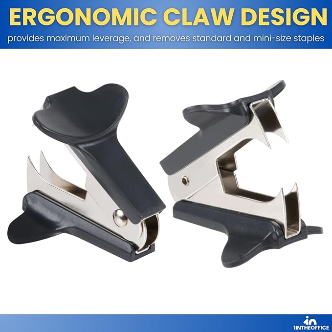 1InTheOffice Staple Remover, Claw Staple Remover, Staple Remover Tool, Black, 6 Pack