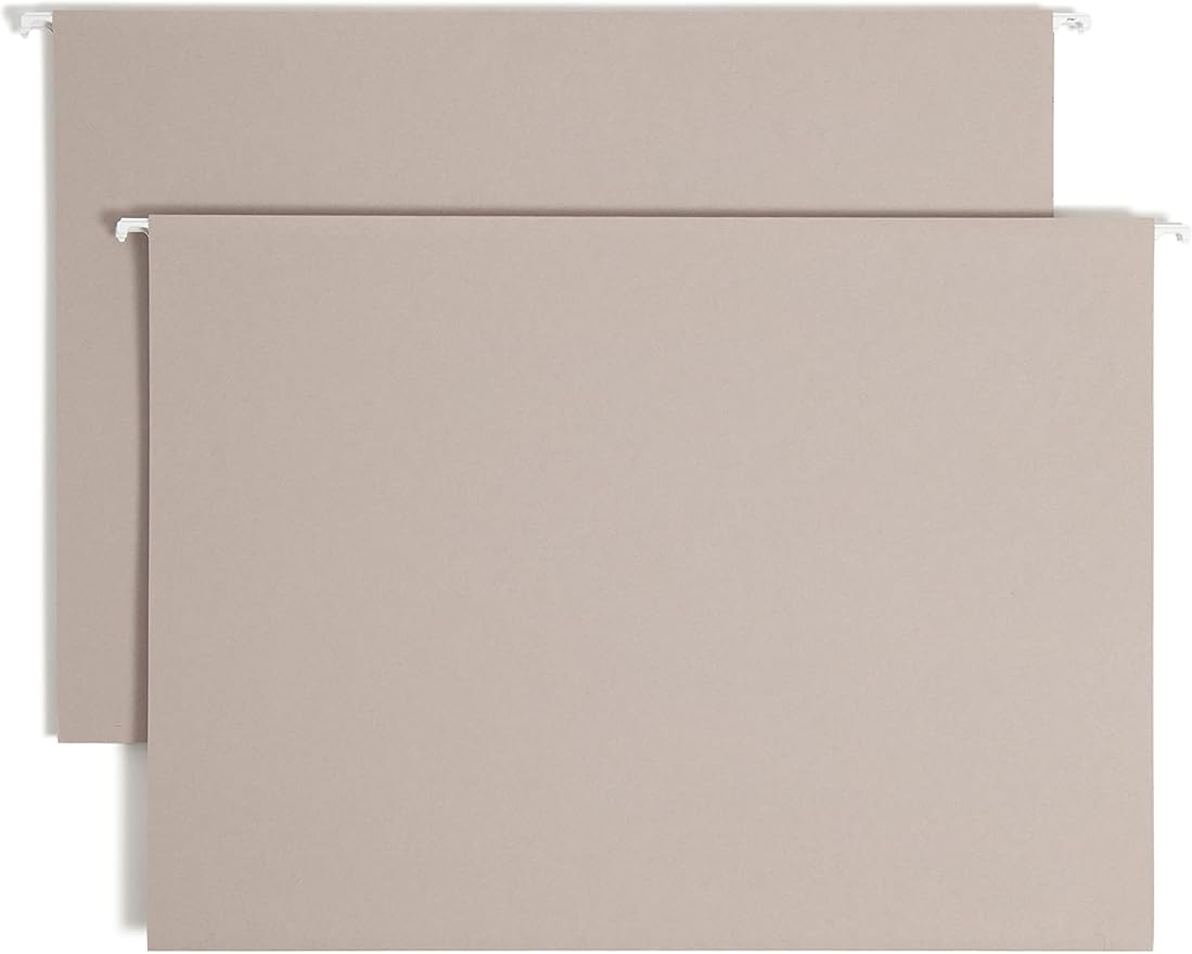 Smead TUFF Extra Capacity Box Bottom Hanging Folder, 1/3-Cut Easy Slide Tab, Steel Gray, 18 per Box (3" Expansion, Legal)