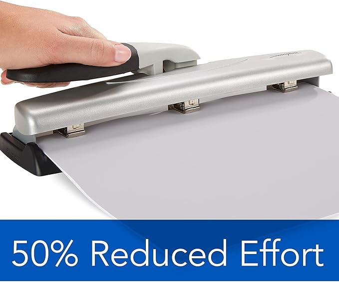 Swingline 74026 12-Sheet LightTouch Desktop Two-to-Three-Hole Punch, 9/32-Inch Holes, Black/Silver