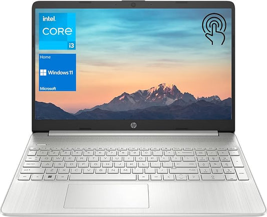 HP Notebook Laptop, 15.6" HD Touchscreen, Intel Core i3-1115G4 Processor, 12GB RAM, 256GB PCIe SSD, Webcam, Type-C, HDMI, SD Card Reader, Wi-Fi, Windows 11 Home, Silver