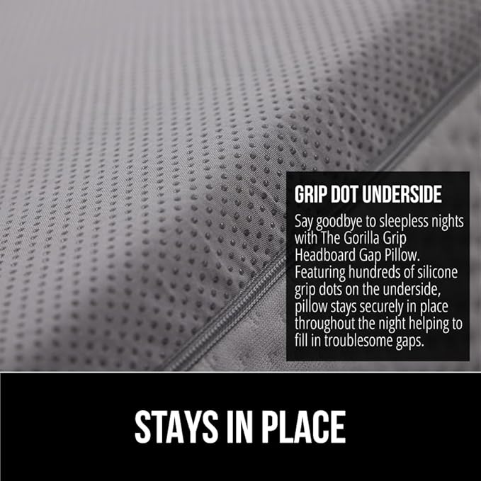 Gorilla Grip Bed Sheet Straps and Headboard Gap Pillow, Sheet Fasteners 4 Pack Black, Easy Install Sheet Suspenders, Headboard Gap Pillow Size King Gray, Dense Foam Wedge, 2 Item Bundle