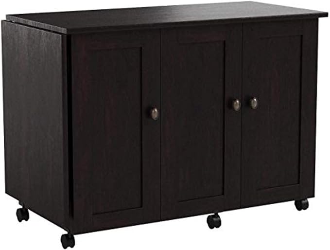 Sauder Miscellaneous Storage Easy Rolling Sewing and Craft Table/Cart/ Pantry cabinets, Cinnamon Cherry finish