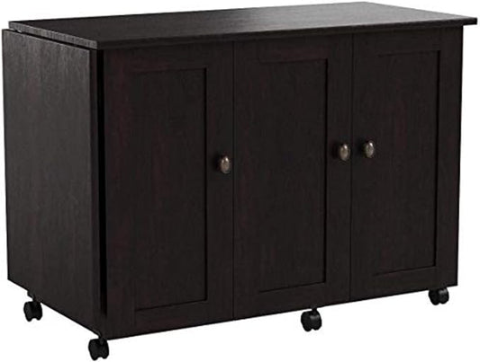 Sauder Miscellaneous Storage Easy Rolling Sewing and Craft Table/Cart/ Pantry cabinets, Cinnamon Cherry finish