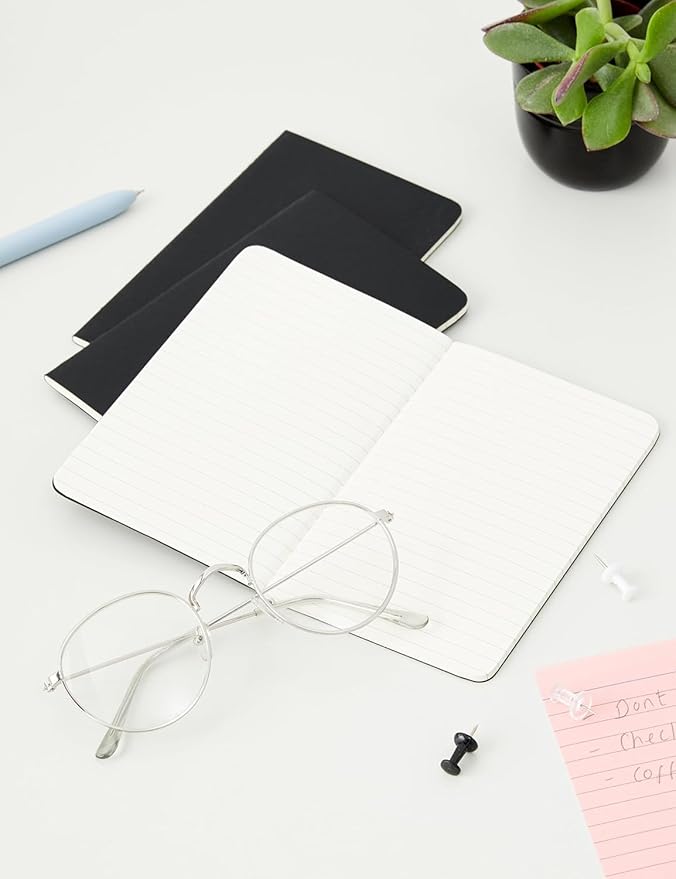 Moleskine Cahier Journal, Soft Cover, Large (5" x 8.25") Ruled/Lined, Black, 80 Pages (Set of 3)