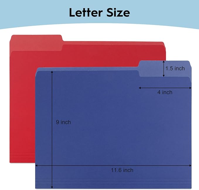 30-Pack Color File Folders, 1/3 Cut Tab, Assorted 10 Colors Letter Size Manilla Folder for School/Office/Classroom