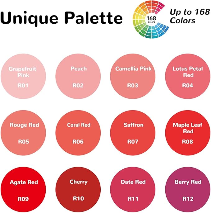 Guangna Acrylic Gel Pens 12 Color, Colored Pens for Journaling, Coloring Books, Calligraphy, Note Taking & DIY Crafts, RollerBall Pen Tip (Red)