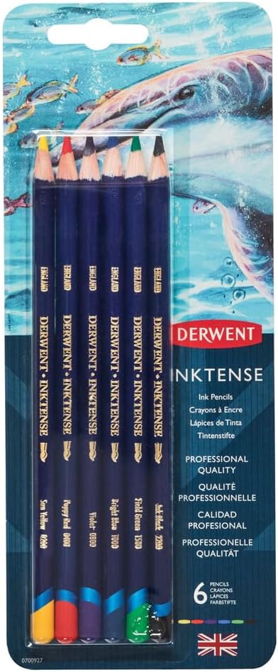 Derwent Colored Pencils, Inktense Ink Pencils, Drawing, Art, Pack, 6 Count (0700927) (Renewed)