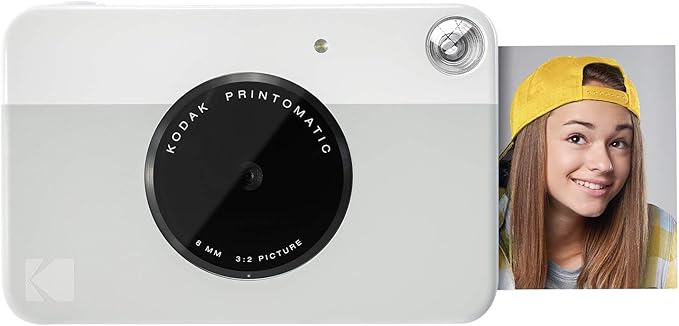 KODAK Printomatic Full-Color Instant Print Digital Camera - Colorful Photos On Zink 2x3" Sticky-Back Photo Paper - 5MP, Portable, Creative Fun Gift for Birthday, Christmas, Holiday - Grey