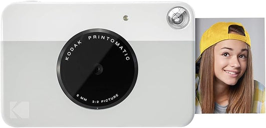 KODAK Printomatic Full-Color Instant Print Digital Camera - Colorful Photos On Zink 2x3" Sticky-Back Photo Paper - 5MP, Portable, Creative Fun Gift for Birthday, Christmas, Holiday - Grey