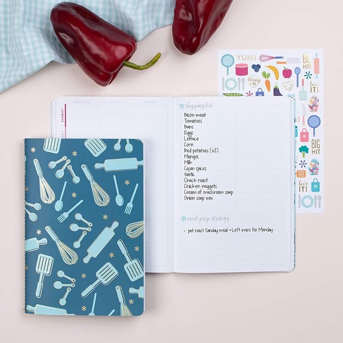 Erin Condren Designer Petite Planner - Meal Planner (New Cover) Track of All of Your Nutrition, Grocery Spending and Health Goals with this Meal Planner and Food Journal