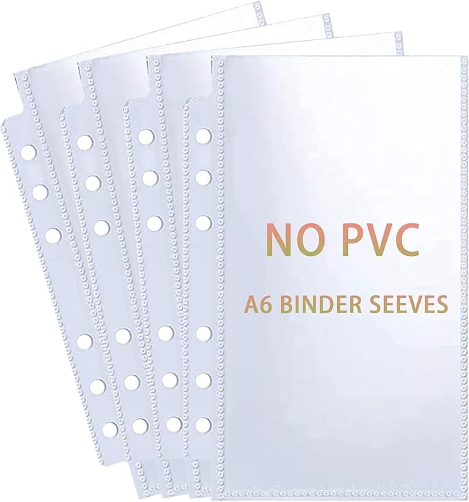 40 Pack 80 Pockets Budget Sheet Protector Sleeves for A6 6 Ring Binder, Ultra-Clear Cash Binder Sleeves, Double-Sided, Top Loading Sheet Protector for Budget Sheet, Currency Collection,3.5x5 Photos