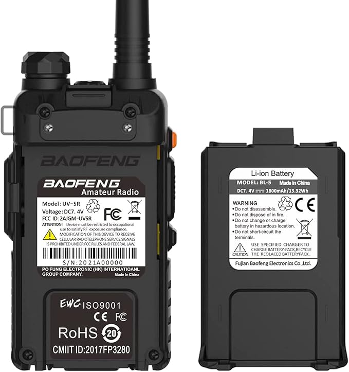 Baofeng UV-5R Dual Band Two Way Radio Handheld Ham Radio Long Range Walkie Talkies Pack of 6 for Hiking Camping Hunting Skiing Trip(Black) with 6 Way Charger, USB-C Charge Battery