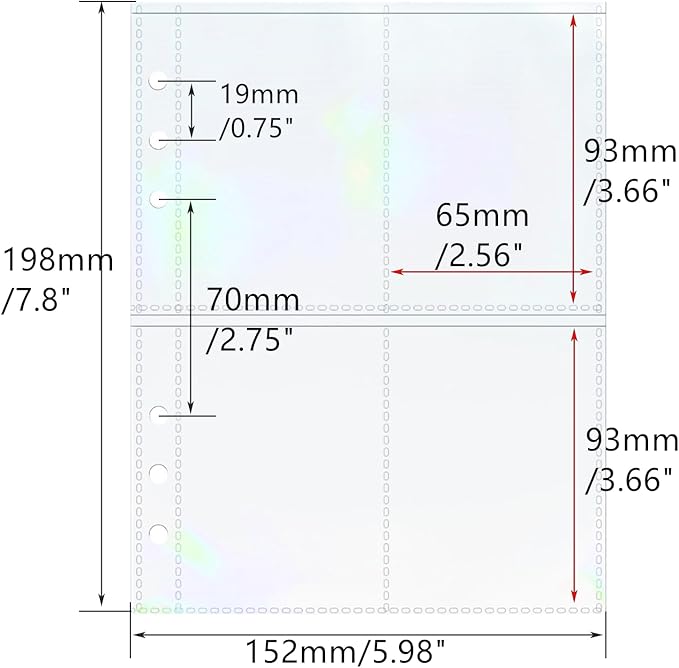 A5 Photocard Sleeves 20pcs Sheet Protectors 2.5'' x 3.7'' 4 Pocket Picture Card Insets Laser Clear PP Photo Album Refill Pages for 6 Ring Binder (Laser, A5-4Pocket)