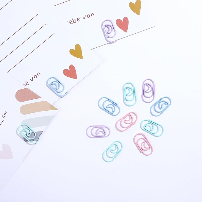 100 Pcs Moon Paper Clips Mini Moon Shaped Small Metal Journaling Clamps Color Decorative Paper Clips Cute for Women Document Note Sorting and Organizing