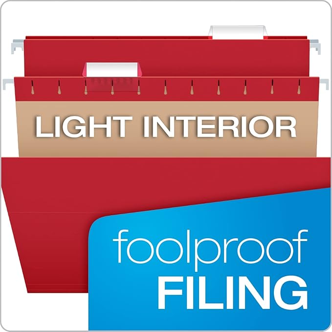 Pendaflex Colored Hanging File Folders Letter Size with 1/5 Cut Adjustable Tabs, 8.5 X 11-50 Pack of 12 Assorted Colors