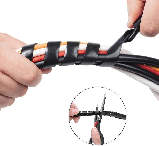 Spiral Cable Wrap - 45 Ft 1/4" Spiral Wire Wrap Cord Covers Bundle Sleeve Hose for Computer Electrical Wire Organizer (1/4 Inch-45Ft)