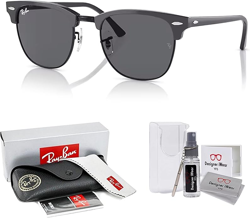 Ray-Ban RB3016 CLUBMASTER Sunglasses For Men For Women +BUNDLE with ACCESSORY EYEWEAR KIT