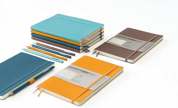LEUCHTTURM1917 - Notebook Softcover Medium A5-123 Numbered Pages for Writing and Journaling (Rising Sun, Ruled)