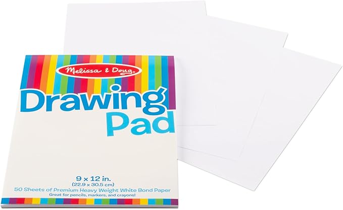 Melissa & Doug Drawing Paper, Sketch Pad, 3-Pack Bundle for Coloring, Writing or Painting (9 x 12 inches) - 50 Sheets Each, Kids Drawing Pad & Art Supplies for Kids Ages 3+ - FSC Certified
