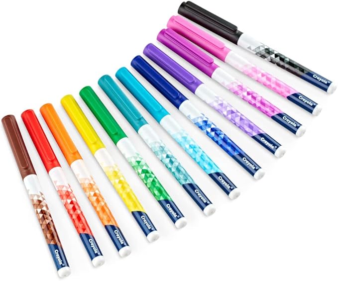 Crayola Ultra Fine Point Markers (12ct), No Bleed Markers for Adult Coloring Books, Doodle Art Marker Set, Lettering, Calligraphy, Drawing