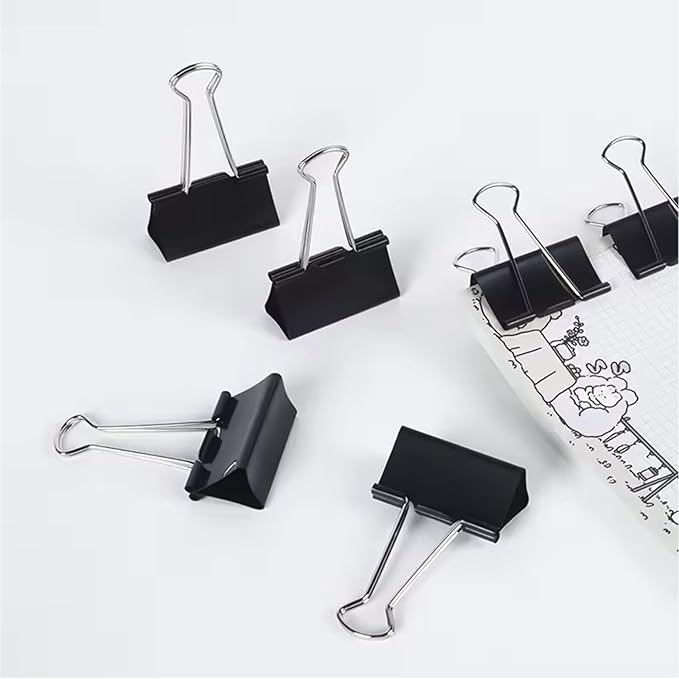 60 Pack Binder Clips Medium, 1.25 Inch/32mm Black Binder Paper Clips with Container,Big Paper Clamps for Office Supplies, Home, School,Business Document Organizing Paperwork (Black)