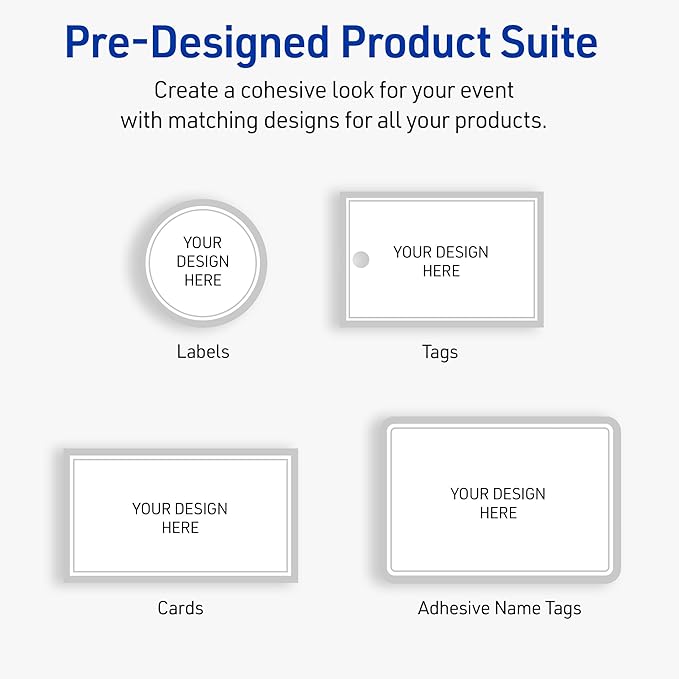 Avery Printable Square Labels with Sure Feed Technology, Pre-Printed Silver Mirror Metallic Design, Matte White, 2" x 2", Laser & Inkjet Compatible, 120 Total