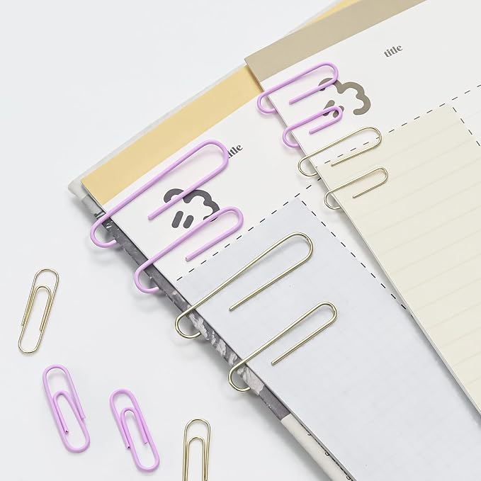 Paper Clips Binder Clips Combo Set, Assorted Size, 155 Pcs, Office Supplies Set for Office, School and Home(Purple)