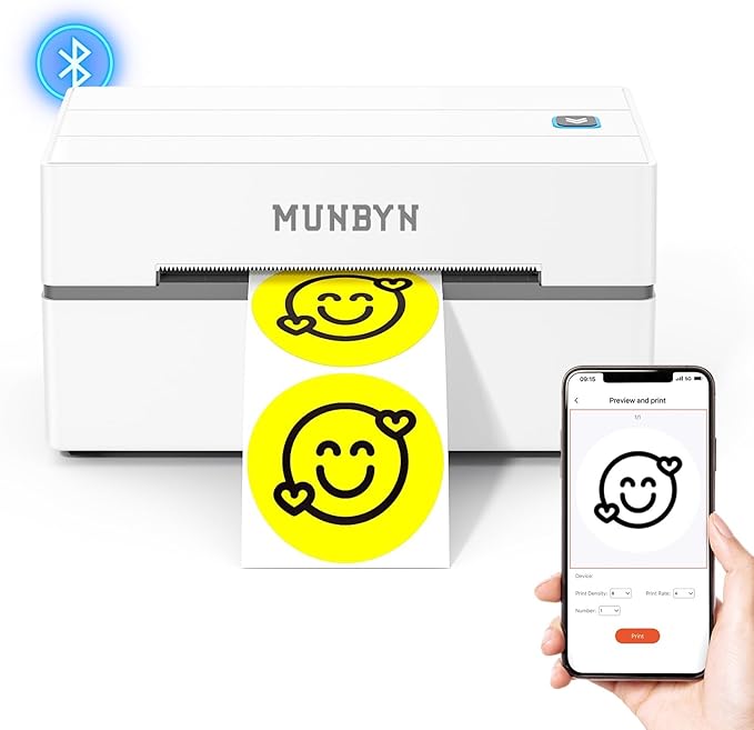 White Label Holder+4"x6" Direct Thermal Shipping Label 220 Labels/Roll+130B Bluetooth Thermal Label Printer
