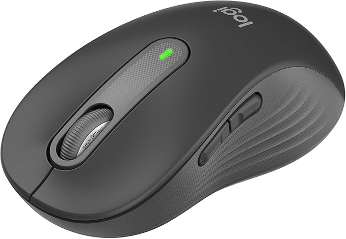 Logitech Signature M650 L Full Size Wireless Mouse - for Large Sized Hands, 2-Year Battery, Silent Clicks, Customizable Side Buttons, Bluetooth, Multi-Device Compatibility - Black (Renewed)