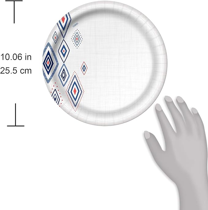 Dixie Everyday Paper Plates, 10 1/16", 220 Count, 5 Packs of 44 Plates, Dinner Size Printed Disposable Plates