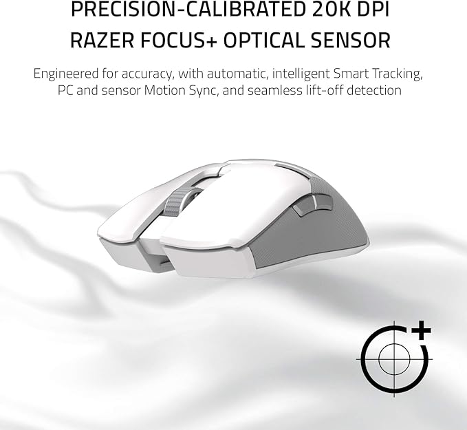 Razer Viper Ultimate Lightweight Wireless Gaming Mouse & RGB Charging Dock: Hyperspeed Wireless Technology - 20K DPI Optical Sensor - 74g Lightweight - 70 Hr Battery - Mercury White