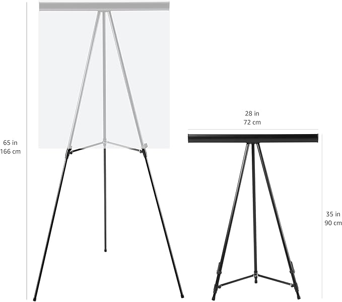 Amazon Basics Height Adjustable Aluminum Flipchart Easel Stand, Portable, for Whiteboard, Flip Chart, Poster Boards, Paper Pads and Signage, 35 x 2 x 28 Inches, Black