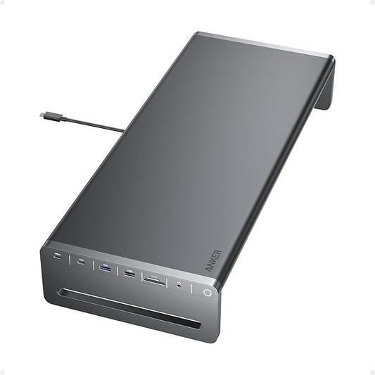 Anker USB C Hub, 10-in-1 Aluminum Monitor Stand with 100W PD, 5Gbps USB Ports, 4K@60Hz HDMI Display, Built-in 3.3 ft Cable, Clutter-Free Desk for MacBook, Dell, and Full-Function USBC Devices