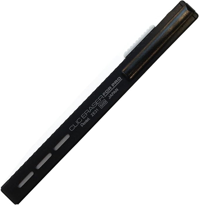 Pentel ZE31-A Rectangle Holder Eraser, Click Eraser, Product Size: 0.5 x 0.3 x 4.8 inches (14 x 8 x 122 mm), 0.3 oz (9 g), Black