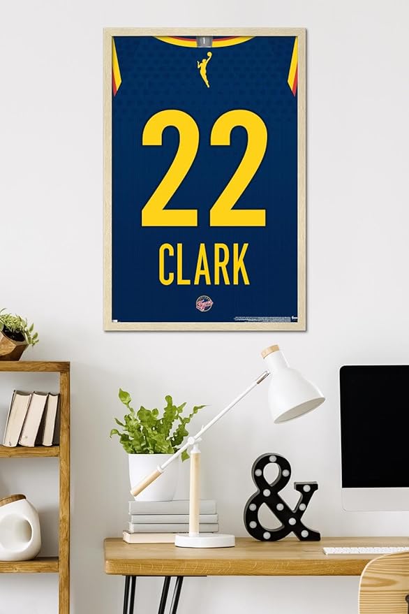 WNBA Indiana Fever - Caitlin Clark Jersey Wall Poster, 34L" x 22.4W", Blonde Framed Version
