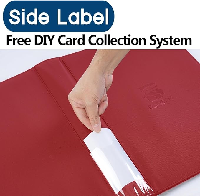 16 Pocket Trading Card Binder,Zipper Card Holder Album Holds up to 1408 Cards with 44 Sleeves, Label Design，Card Collection Binder for TCG Card/Game Cards/Sports Card -Red