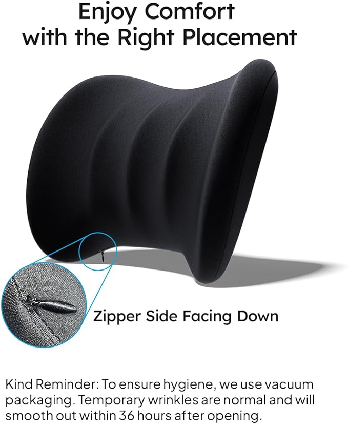 Wigoo 2026 Car Neck Pillow and Lumbar Support Pillow for Car Kit [Ergonomic Design, Pressure Relief] Soft Car Headrest Pillow Back Cushion with Adjustable Strap, Fits All Vehicles (Black)