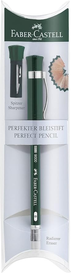 Faber-Castell Perfect Pencil Castell 9000 in Gift Box - #2 Pencil with Built-in Pencil Sharpener and Extender