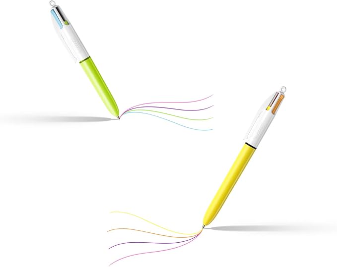 BIC 4 Colours Ball Pens - Purple Pen Holder of 6