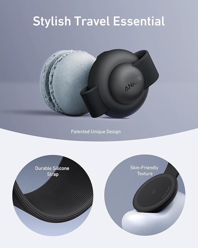 Anker MagSafe Compatible MagGo UFO 3-in-1 Charger, iPhone 17 Wireless Charging Station, 15W Qi2 Certified, Foldable Travel Charging Pad (Black Stone, with Travel Case & Adapter)
